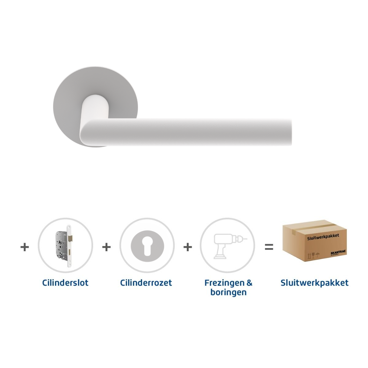 Sluitwerkpakketten met Deurkruk Orbit 19 Flat Wit